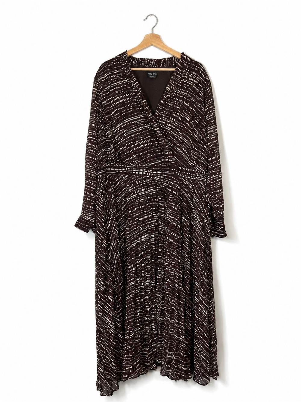 City Chic Plus Size Boho Faux Wrap Maxi Dress XL Long Sleeve Evening Cocktail